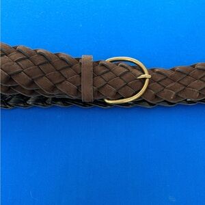 Elegant Brown Braided Belt with Gold Buckle size 13